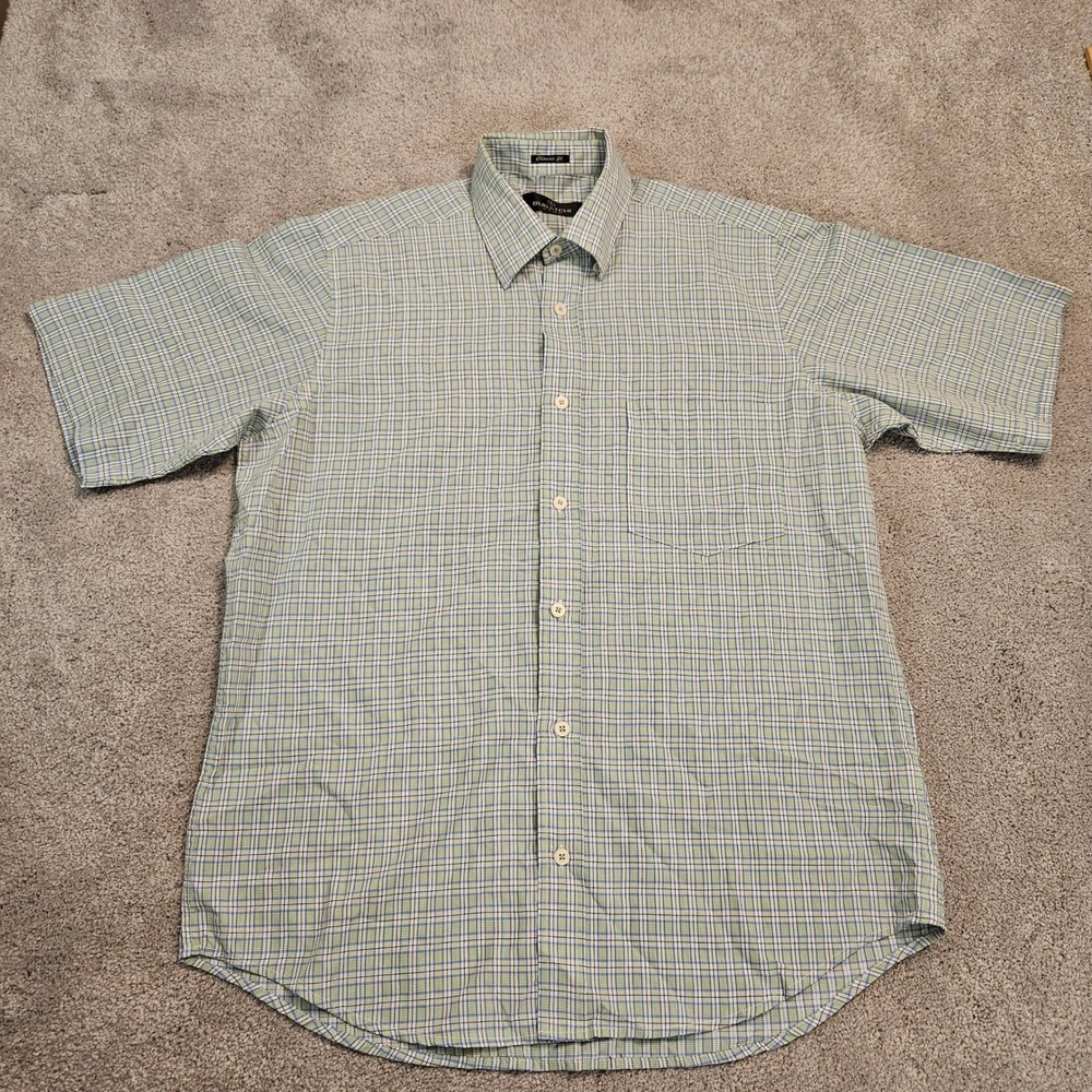Bugatchi Uomo Men's Classic Fit Short Sleeve Plaid Button Down Shirt‎ Medium